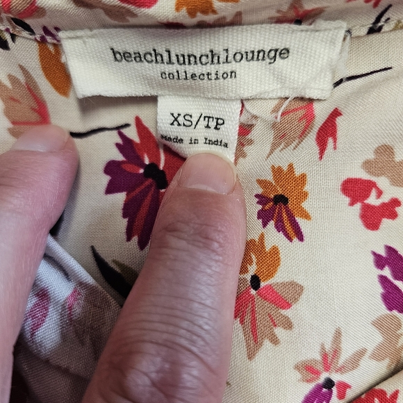 Beach Lunch Lounge Floral Button Down Shirt - Pink Orange Cream Brown Mulitcolor - Picture 2 of 13